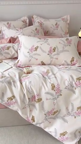 91家纺网 家纺一手货源 找家纺 登登家纺 2025新款全棉床笠四件套系列 一见倾心--带床笠