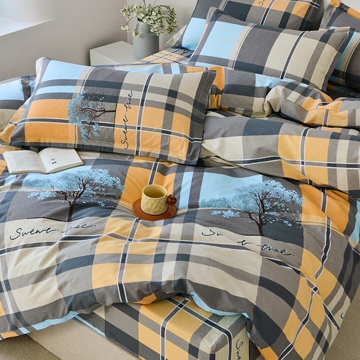 91家纺网 家纺一手货源 找家纺 登登家纺 2025新款全棉床笠四件套系列 格林春天-带床笠