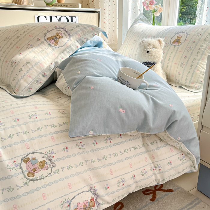 91家纺网 家纺一手货源 找家纺 莱通家纺 2025新款12868学生宿舍三件套 月光摇蓝草