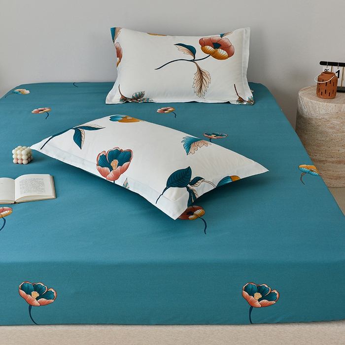 91家纺网 家纺一手货源 找家纺 登登家纺 2025新款全棉床笠四件套系列 春风十里-带床笠