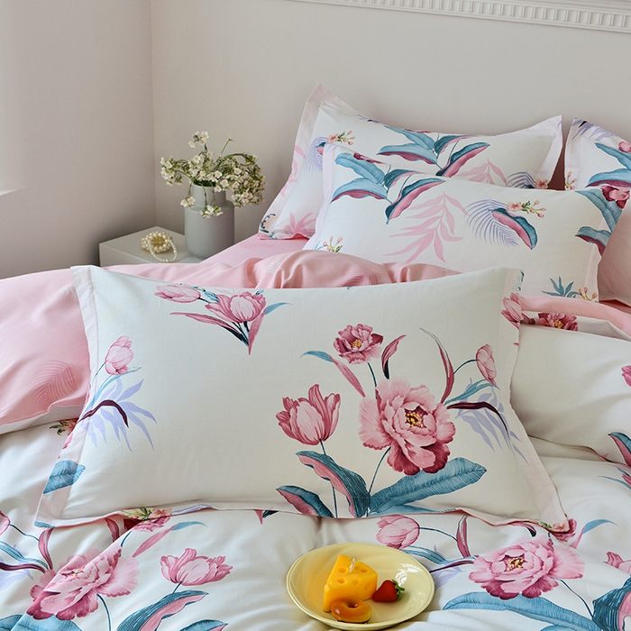 91家纺网 家纺一手货源 找家纺 登登家纺 2025新款全棉床笠四件套系列 佳境-带床笠