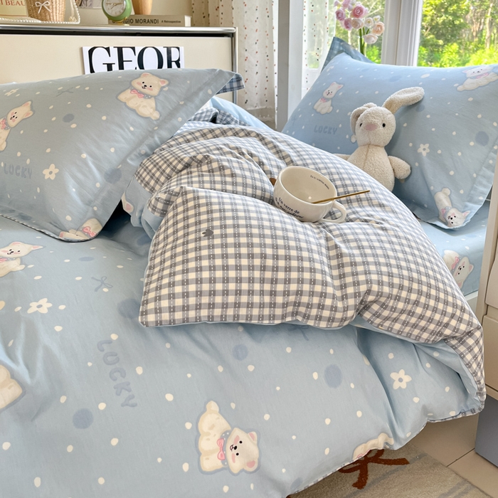 91家纺网 家纺一手货源 找家纺 莱通家纺 2025新款12868学生宿舍三件套 泡芙小狗