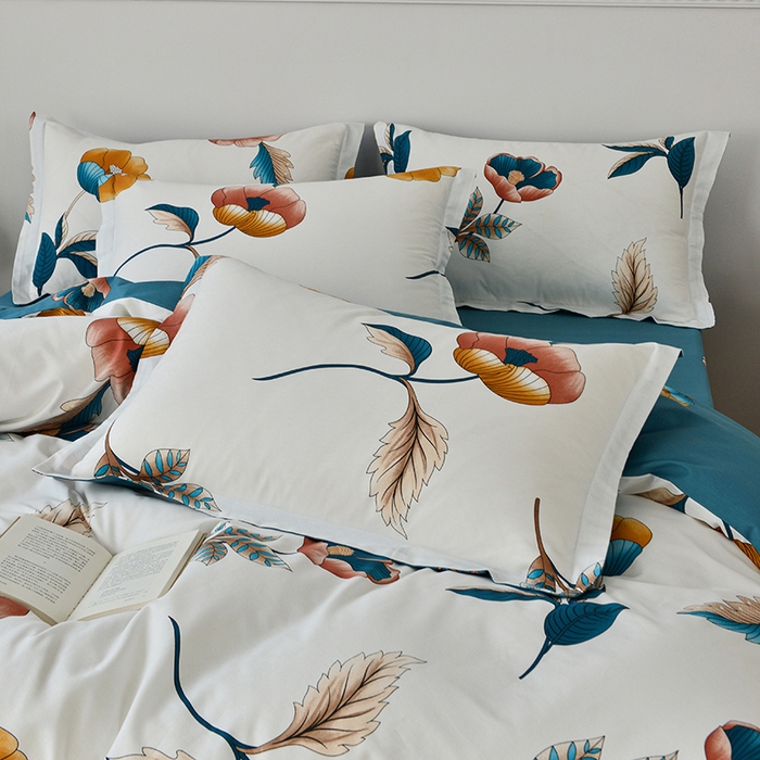 91家纺网 家纺一手货源 找家纺 登登家纺 2025新款全棉床笠四件套系列 春风十里-带床笠