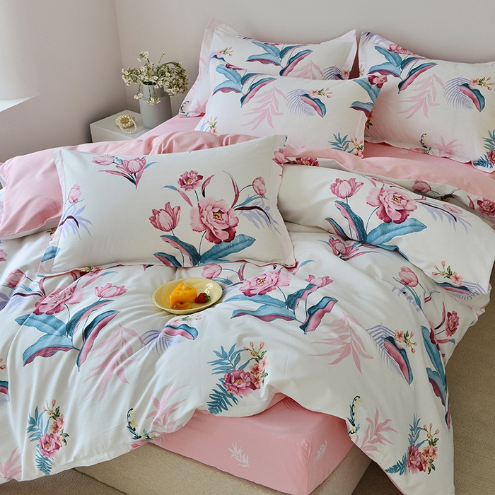 91家纺网 家纺一手货源 找家纺 登登家纺 2025新款全棉床笠四件套系列 佳境-带床笠