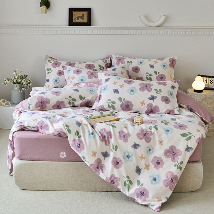 91家纺网 家纺一手货源 找家纺 登登家纺 2025新款全棉床笠四件套系列 花都丽影-带床笠