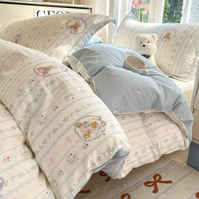 91家纺网 家纺一手货源 找家纺 莱通家纺 2025新款12868学生宿舍三件套 月光摇蓝草