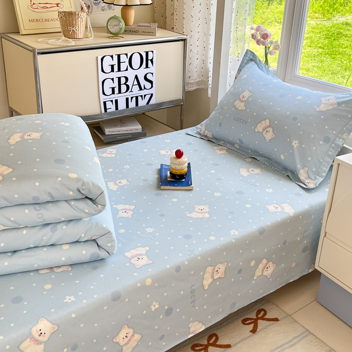 91家纺网 家纺一手货源 找家纺 莱通家纺 2025新款12868学生宿舍三件套 泡芙小狗