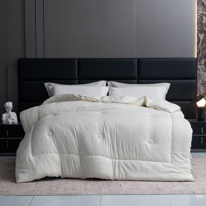 91家纺网 家纺一手货源 找家纺 凌云家纺 2025新款亲肤棉提花大豆被春秋被加厚冬被学生被子被芯夏被  米黄