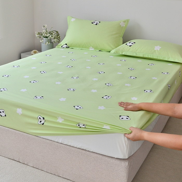 91家纺网 家纺一手货源 找家纺 登登家纺 2025新款全棉床笠四件套系列 幸运熊猫-带床笠