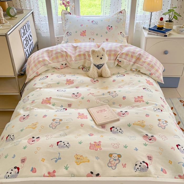 91家纺网 家纺一手货源 找家纺 莱通家纺 2025新款12868学生宿舍三件套 魔法伙伴