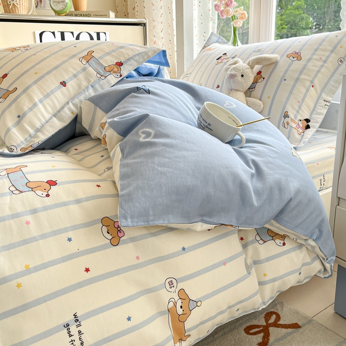 91家纺网 家纺一手货源 找家纺 莱通家纺 2025新款12868学生宿舍三件套 糖纸童年