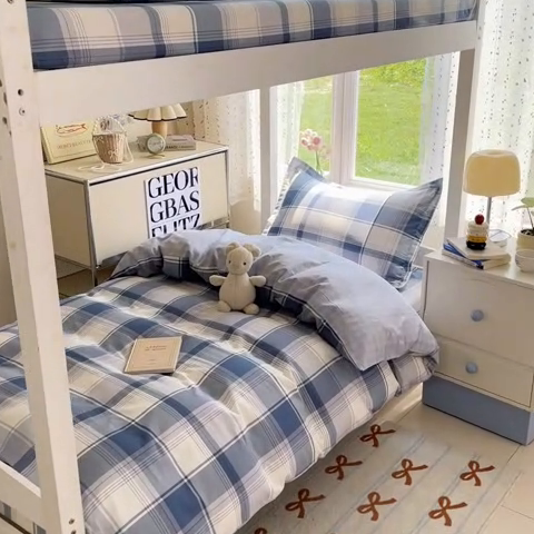 91家纺网 家纺一手货源 找家纺 莱通家纺 2025新款12868学生宿舍三件套 悬浮晶阵