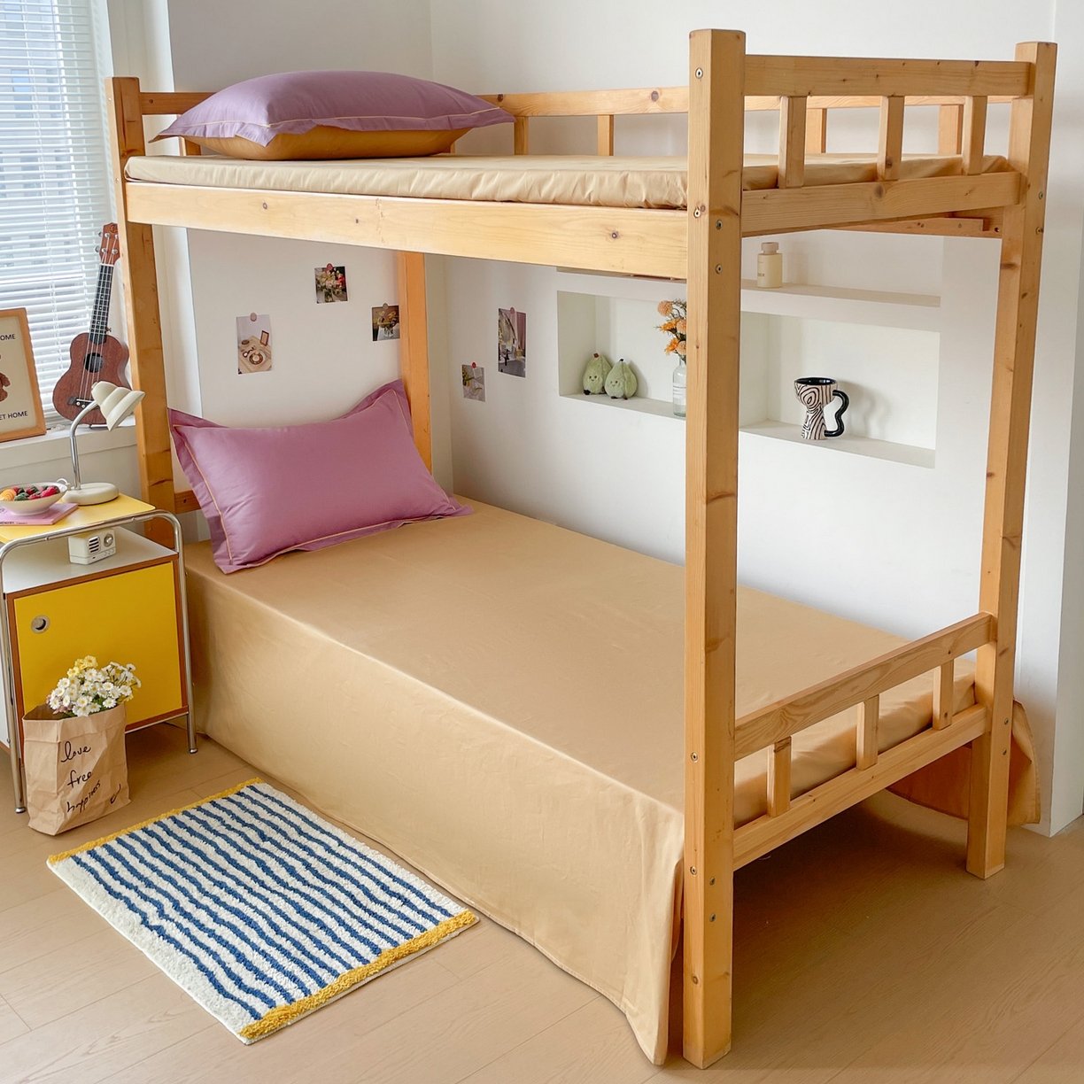 91家纺网 家纺一手货源 找家纺 恩泽家纺 2025新款全棉双拼学生宿舍三件套 灰紫+卡其