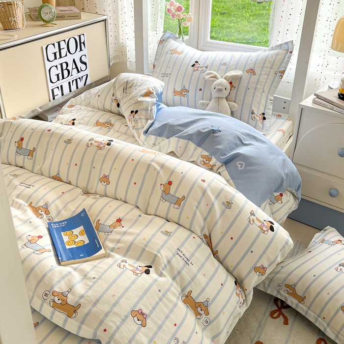 91家纺网 家纺一手货源 找家纺 莱通家纺 2025新款12868学生宿舍三件套 糖纸童年