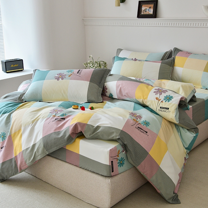 91家纺网 家纺一手货源 找家纺 登登家纺 2025新款全棉床笠四件套系列 朵拉