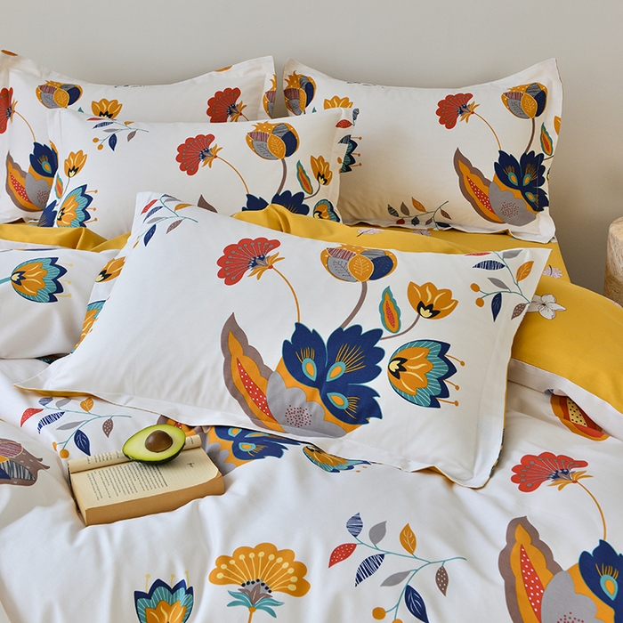 91家纺网 家纺一手货源 找家纺 登登家纺 2025新款全棉床笠四件套系列 浪漫花语-带床笠