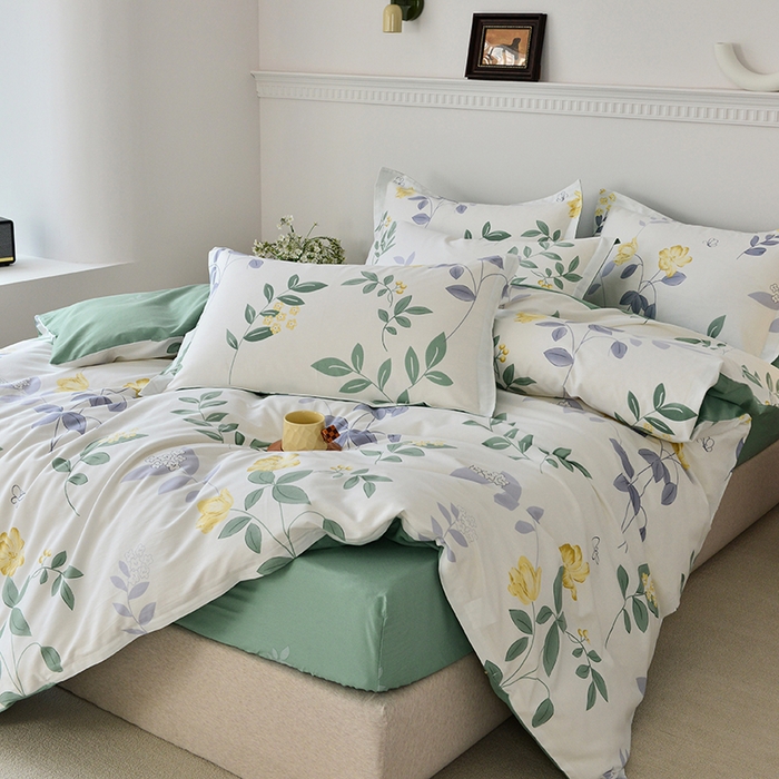 91家纺网 家纺一手货源 找家纺 登登家纺 2025新款全棉床笠四件套系列 清风雅颂-带床笠