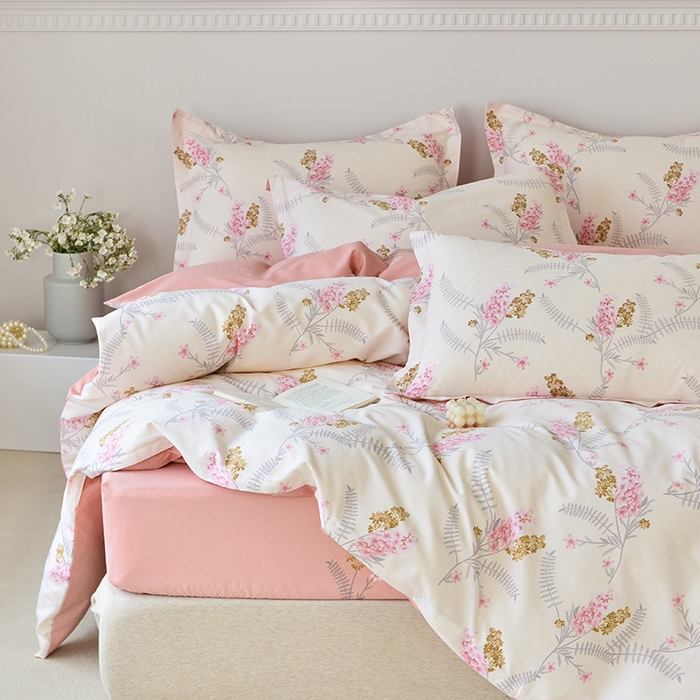 91家纺网 家纺一手货源 找家纺 登登家纺 2025新款全棉床笠四件套系列 一见倾心--带床笠