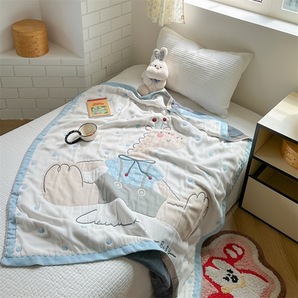 暖生活 2025新款双面可用十层纱全棉泡芙被夏被盖毯 长颈鹿