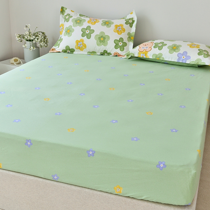 91家纺网 家纺一手货源 找家纺 登登家纺 2025新款全棉床笠四件套系列 可爱小熊-带床笠