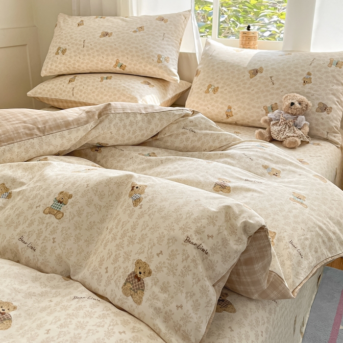 91家纺网 家纺一手货源 找家纺 首尔家纺 2025新款学生季全棉跑量款四件套系列卡通小清新AB版学生三件套 果酱电台