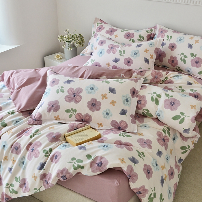 91家纺网 家纺一手货源 找家纺 登登家纺 2025新款全棉床笠四件套系列 花都丽影-带床笠