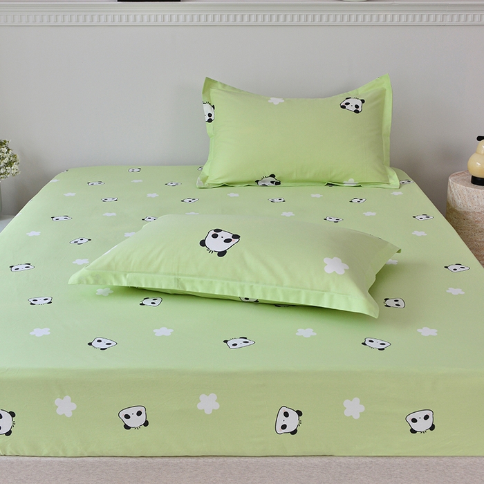 91家纺网 家纺一手货源 找家纺 登登家纺 2025新款全棉床笠四件套系列 幸运熊猫-带床笠