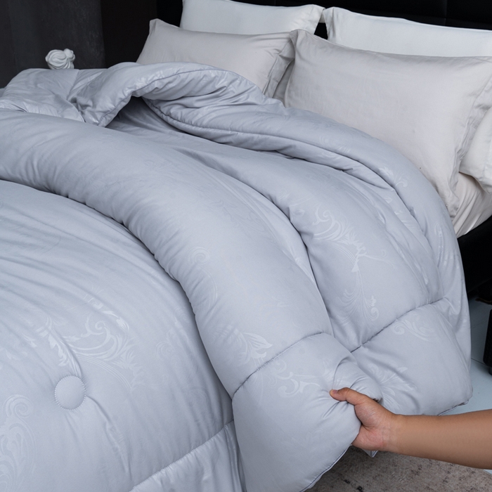 91家纺网 家纺一手货源 找家纺 凌云家纺 2025新款亲肤棉提花大豆被春秋被加厚冬被学生被子被芯夏被  太空灰