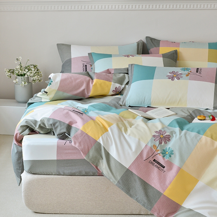 91家纺网 家纺一手货源 找家纺 登登家纺 2025新款全棉床笠四件套系列 朵拉