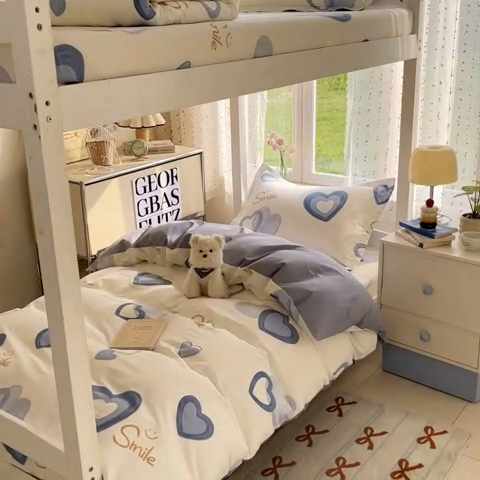 91家纺网 家纺一手货源 找家纺 莱通家纺 2025新款12868学生宿舍三件套 心连心