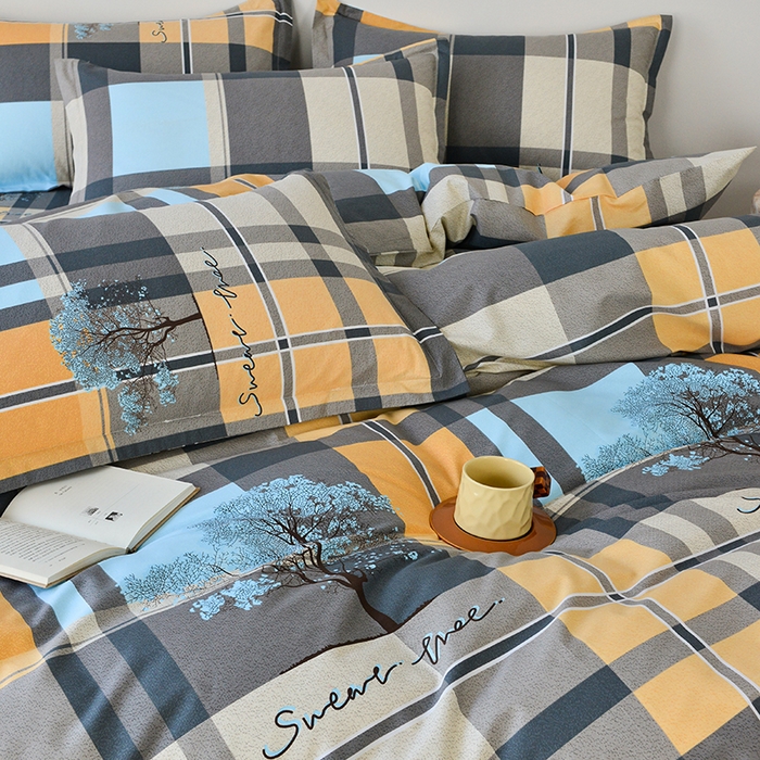 91家纺网 家纺一手货源 找家纺 登登家纺 2025新款全棉床笠四件套系列 格林春天-带床笠