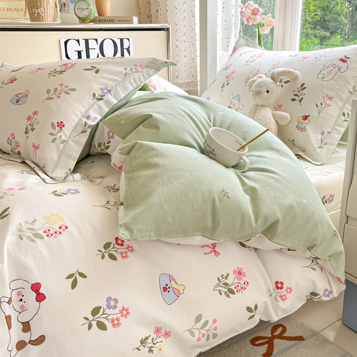 91家纺网 家纺一手货源 找家纺 莱通家纺 2025新款12868学生宿舍三件套 花花小汪