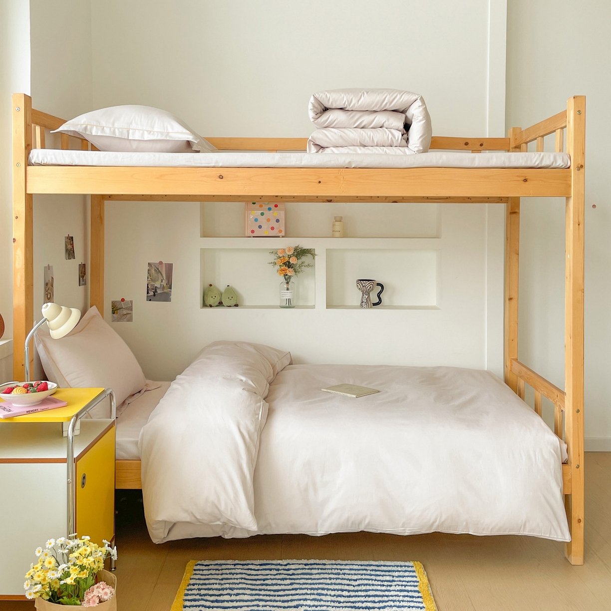 91家纺网 家纺一手货源 找家纺 恩泽家纺 2025新款全棉双拼学生宿舍三件套 米灰色