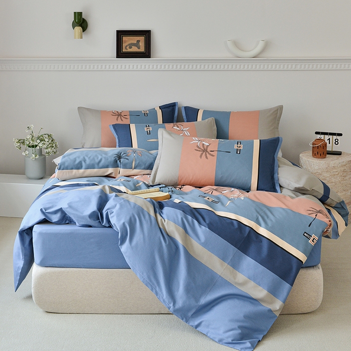 91家纺网 家纺一手货源 找家纺 登登家纺 2025新款全棉床笠四件套系列 假日印象