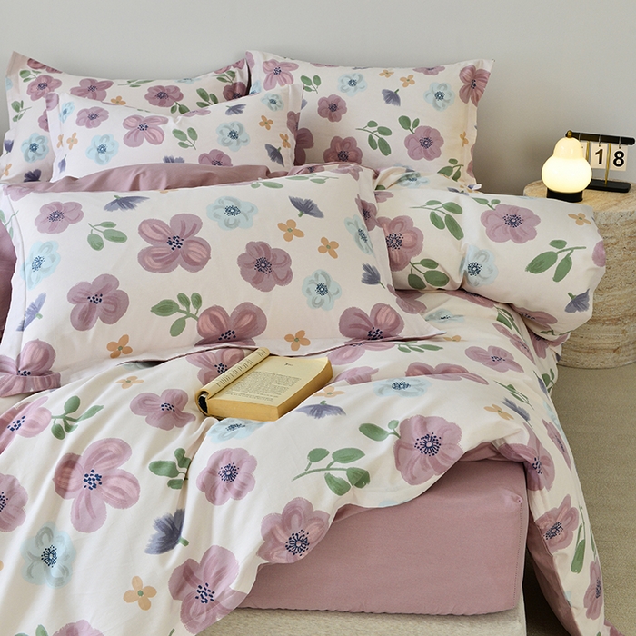 91家纺网 家纺一手货源 找家纺 登登家纺 2025新款全棉床笠四件套系列 花都丽影-带床笠