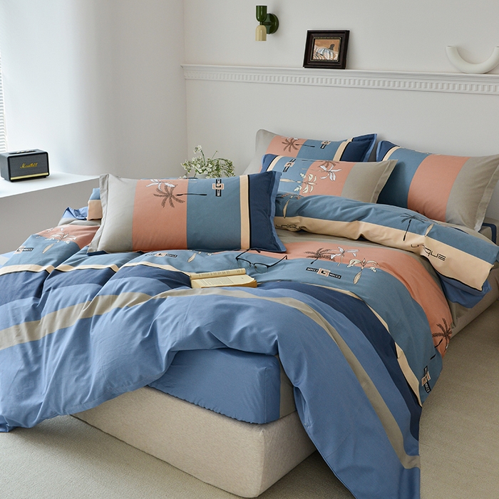 91家纺网 家纺一手货源 找家纺 登登家纺 2025新款全棉床笠四件套系列 假日印象