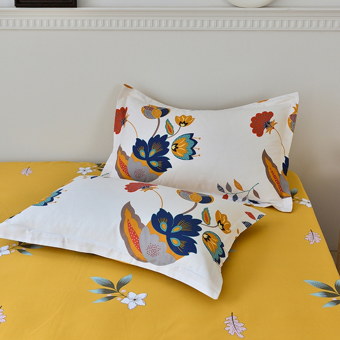 91家纺网 家纺一手货源 找家纺 登登家纺 2025新款全棉床笠四件套系列 浪漫花语-带床笠