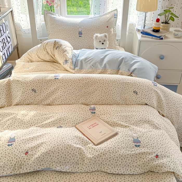 91家纺网 家纺一手货源 找家纺 莱通家纺 2025新款12868学生宿舍三件套 奶呼兔兔