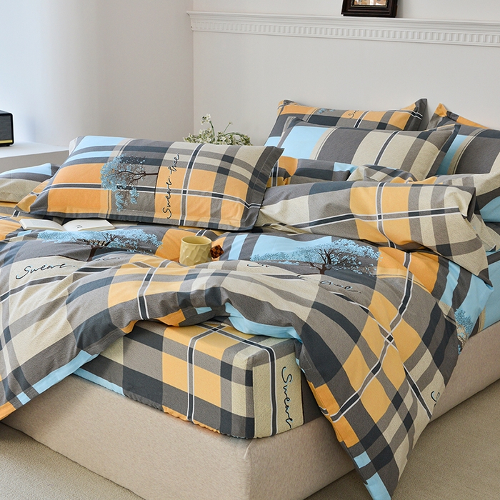 91家纺网 家纺一手货源 找家纺 登登家纺 2025新款全棉床笠四件套系列 格林春天-带床笠