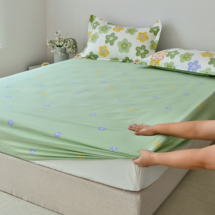 91家纺网 家纺一手货源 找家纺 登登家纺 2025新款全棉床笠四件套系列 可爱小熊-带床笠