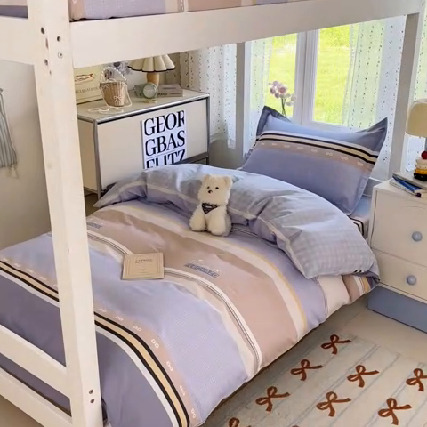 91家纺网 家纺一手货源 找家纺 莱通家纺 2025新款12868学生宿舍三件套 正交暮色