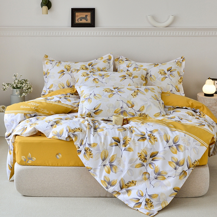 91家纺网 家纺一手货源 找家纺 登登家纺 2025新款全棉床笠四件套系列 蜜恋佳人-带床笠