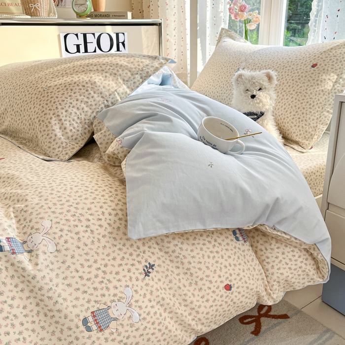 91家纺网 家纺一手货源 找家纺 莱通家纺 2025新款12868学生宿舍三件套 奶呼兔兔