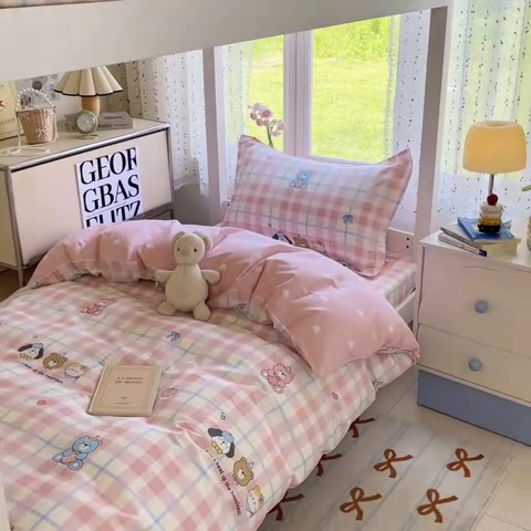 91家纺网 家纺一手货源 找家纺 莱通家纺 2025新款12868学生宿舍三件套 童趣伙伴