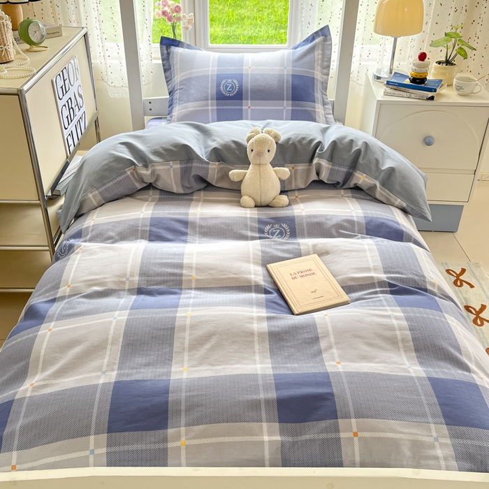 91家纺网 家纺一手货源 找家纺 莱通家纺 2025新款12868学生宿舍三件套 英伦风