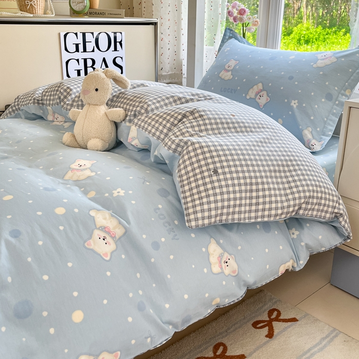 91家纺网 家纺一手货源 找家纺 莱通家纺 2025新款12868学生宿舍三件套 泡芙小狗