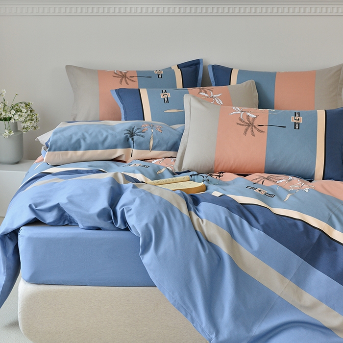 91家纺网 家纺一手货源 找家纺 登登家纺 2025新款全棉床笠四件套系列 假日印象