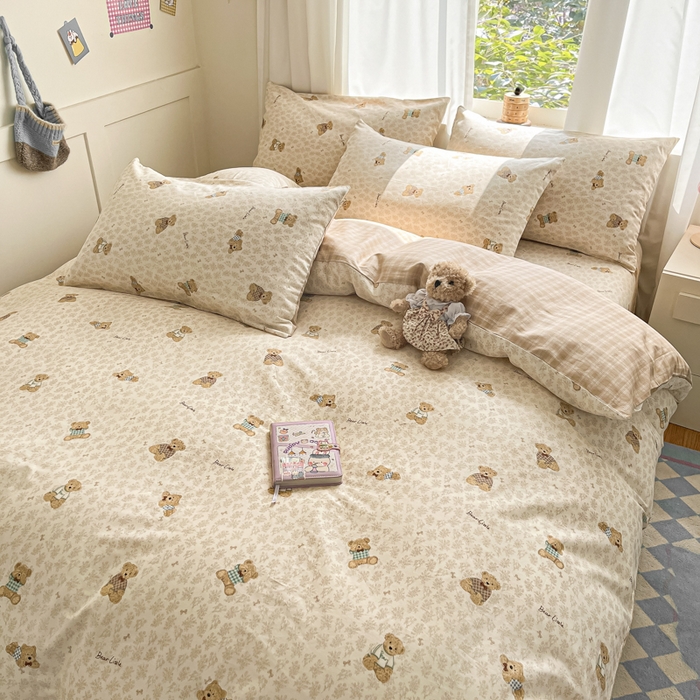 91家纺网 家纺一手货源 找家纺 首尔家纺 2025新款学生季全棉跑量款四件套系列卡通小清新AB版学生三件套 果酱电台