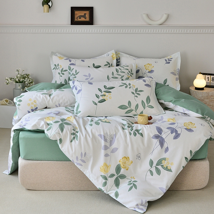 91家纺网 家纺一手货源 找家纺 登登家纺 2025新款全棉床笠四件套系列 清风雅颂-带床笠