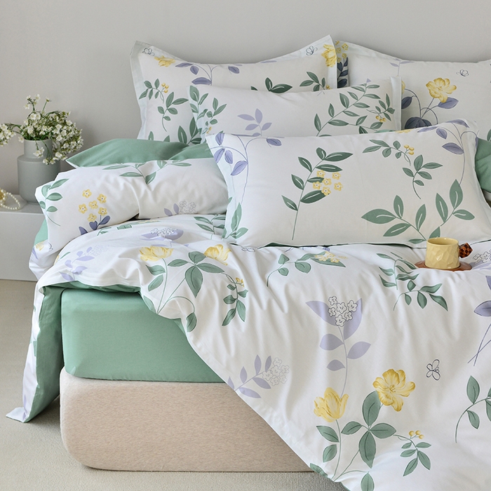 91家纺网 家纺一手货源 找家纺 登登家纺 2025新款全棉床笠四件套系列 清风雅颂-带床笠